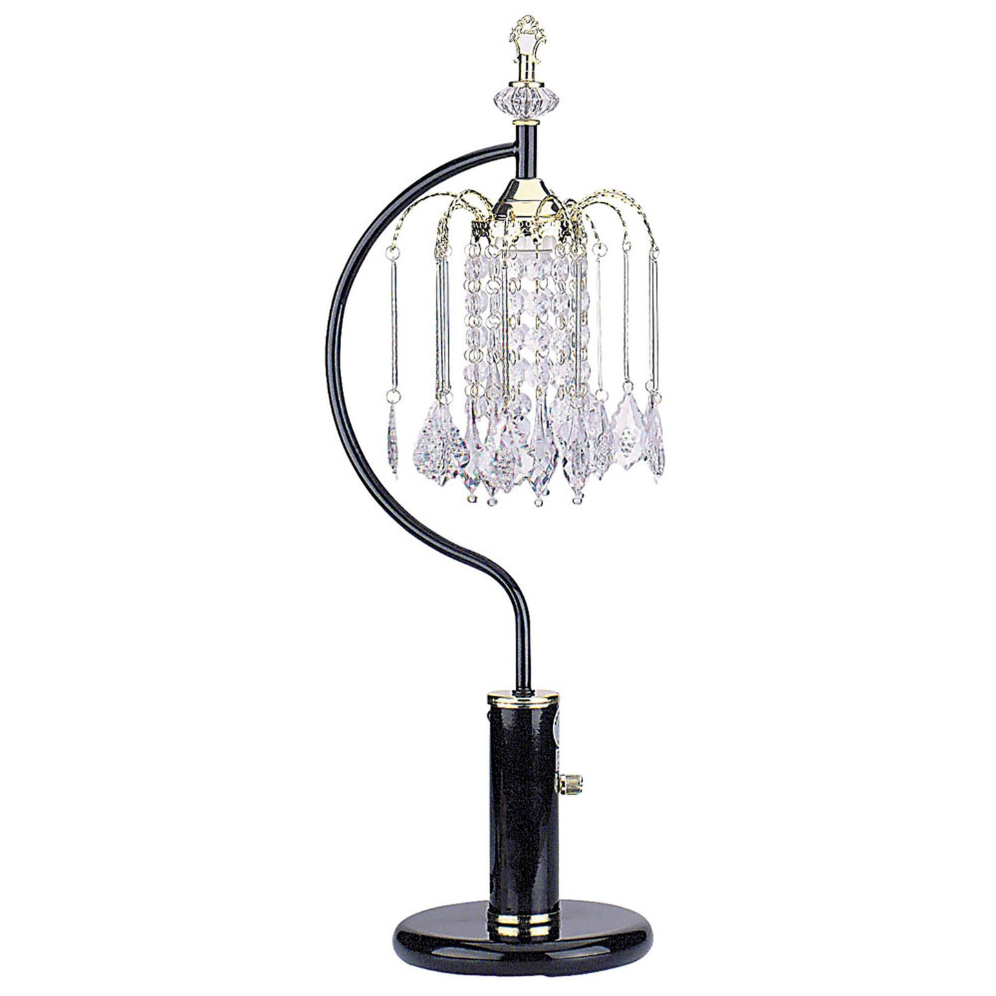 27" Black and Gold Metal Faux Crystal Chandelier Table Lamp - Homeroots - Flyclothing LLC