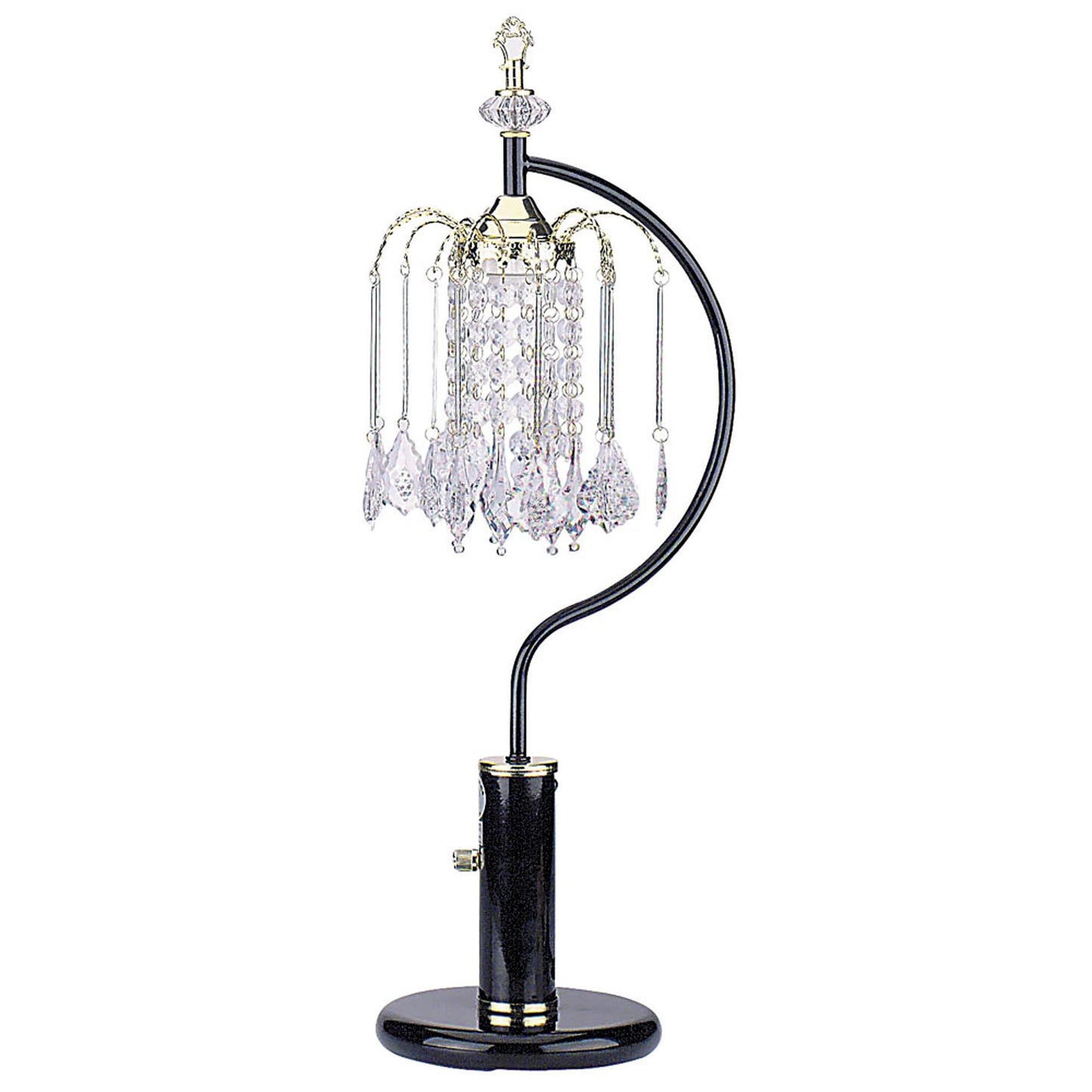 27" Black and Gold Metal Faux Crystal Chandelier Table Lamp - Homeroots - Flyclothing LLC