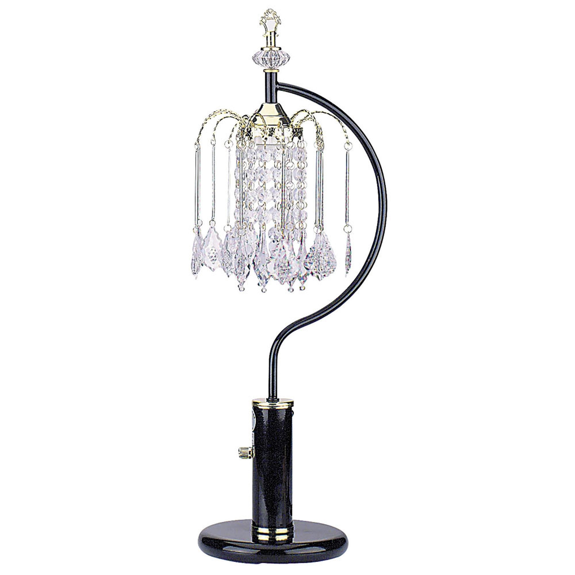 27" Black and Gold Metal Faux Crystal Chandelier Table Lamp - Homeroots - Flyclothing LLC