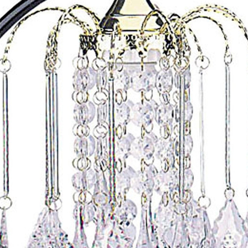 27" Black and Gold Metal Faux Crystal Chandelier Table Lamp - Homeroots - Flyclothing LLC