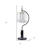 27" Black and Gold Metal Faux Crystal Chandelier Table Lamp - Homeroots - Flyclothing LLC
