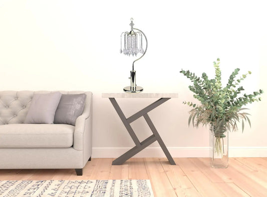 27" Gold Metal Chandelier Faux Crystal Table Lamp - Homeroots