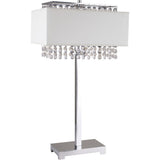 28" Silver Table Lamp With Faux Crystals and White Rectangle Shade - Homeroots - Flyclothing LLC