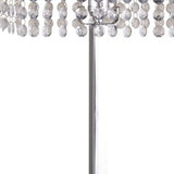 28" Silver Table Lamp With Faux Crystals and White Rectangle Shade - Homeroots