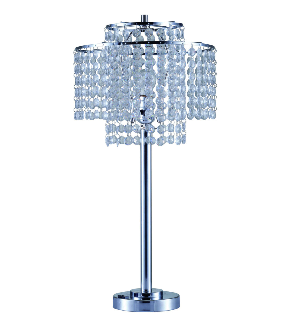 26" Silver Glam Two Tier Chandelier USB Table Lamp - Homeroots
