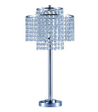 26" Silver Glam Two Tier Chandelier USB Table Lamp - Homeroots