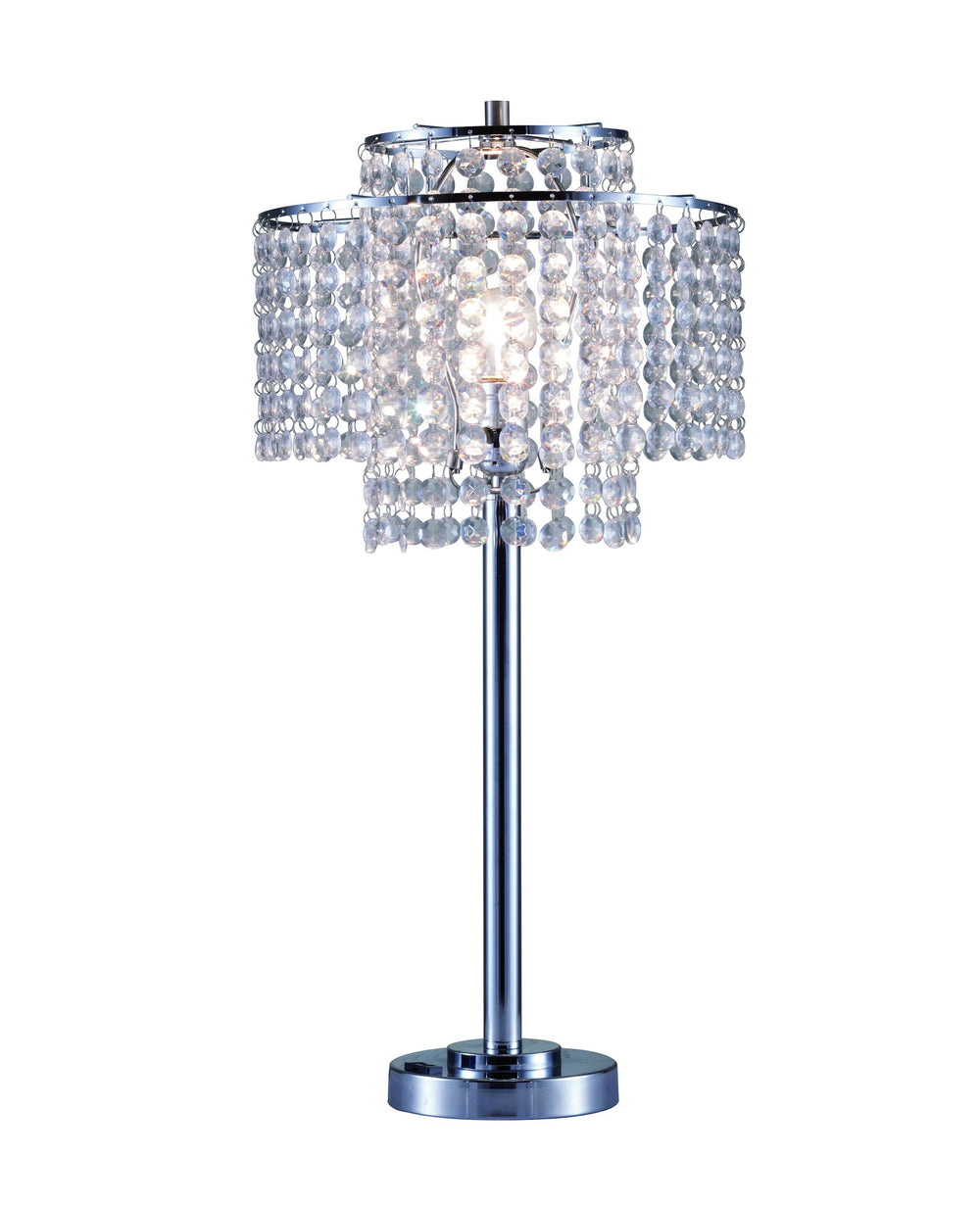 26" Silver Glam Two Tier Chandelier USB Table Lamp - Homeroots - Flyclothing LLC