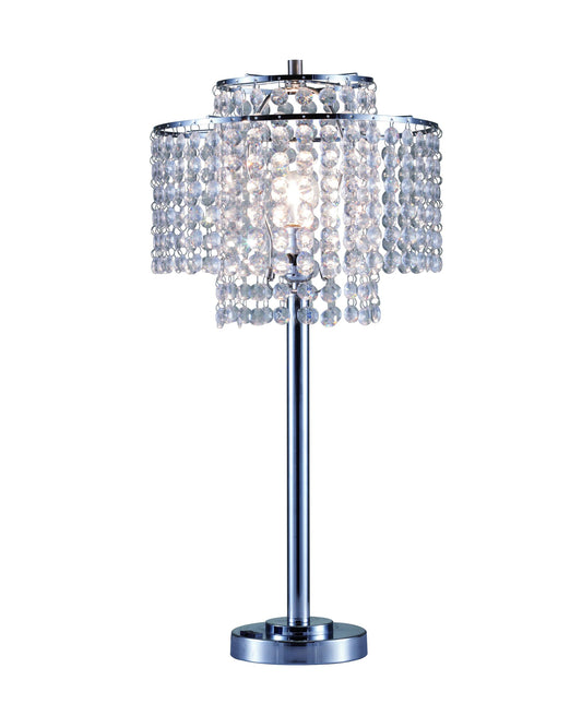 26" Silver Glam Two Tier Chandelier USB Table Lamp - Homeroots - Flyclothing LLC