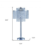 26" Silver Glam Two Tier Chandelier USB Table Lamp - Homeroots - Flyclothing LLC