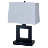 22" Bronze Open Square Table Lamp With White Rectangle Shade - Homeroots