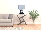 22" Bronze Open Square Table Lamp With White Rectangle Shade - Homeroots