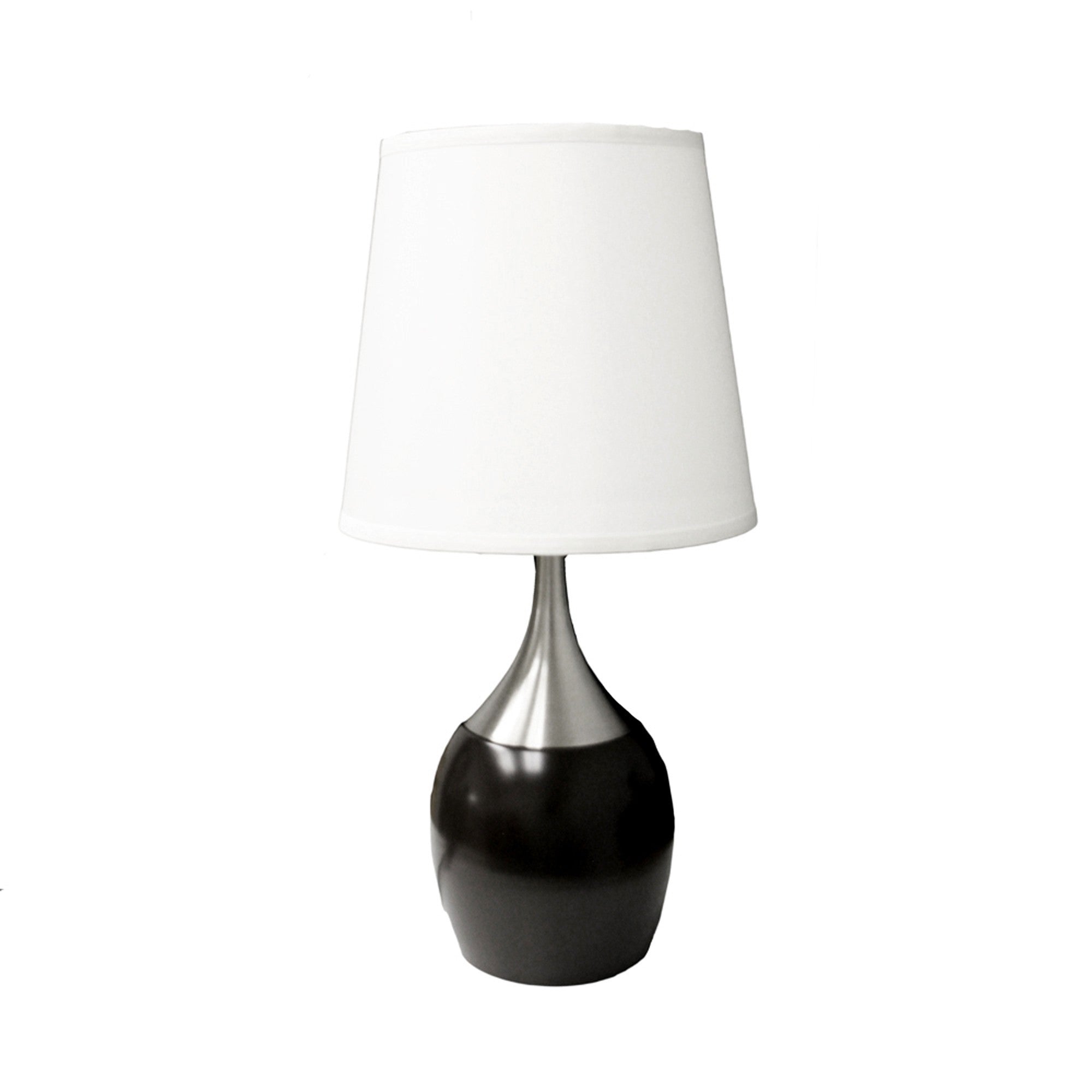 25" Black and Silver Gourd Table Lamp With White Tapered Drum Shade - Homeroots - Flyclothing LLC