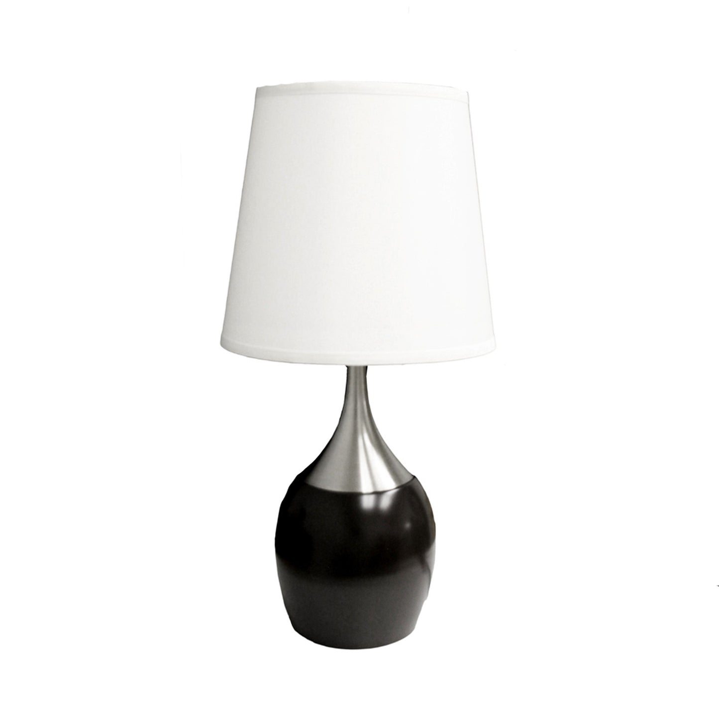 25" Black and Silver Gourd Table Lamp With White Tapered Drum Shade - Homeroots - Flyclothing LLC