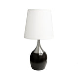 25" Black and Silver Gourd Table Lamp With White Tapered Drum Shade - Homeroots - Flyclothing LLC