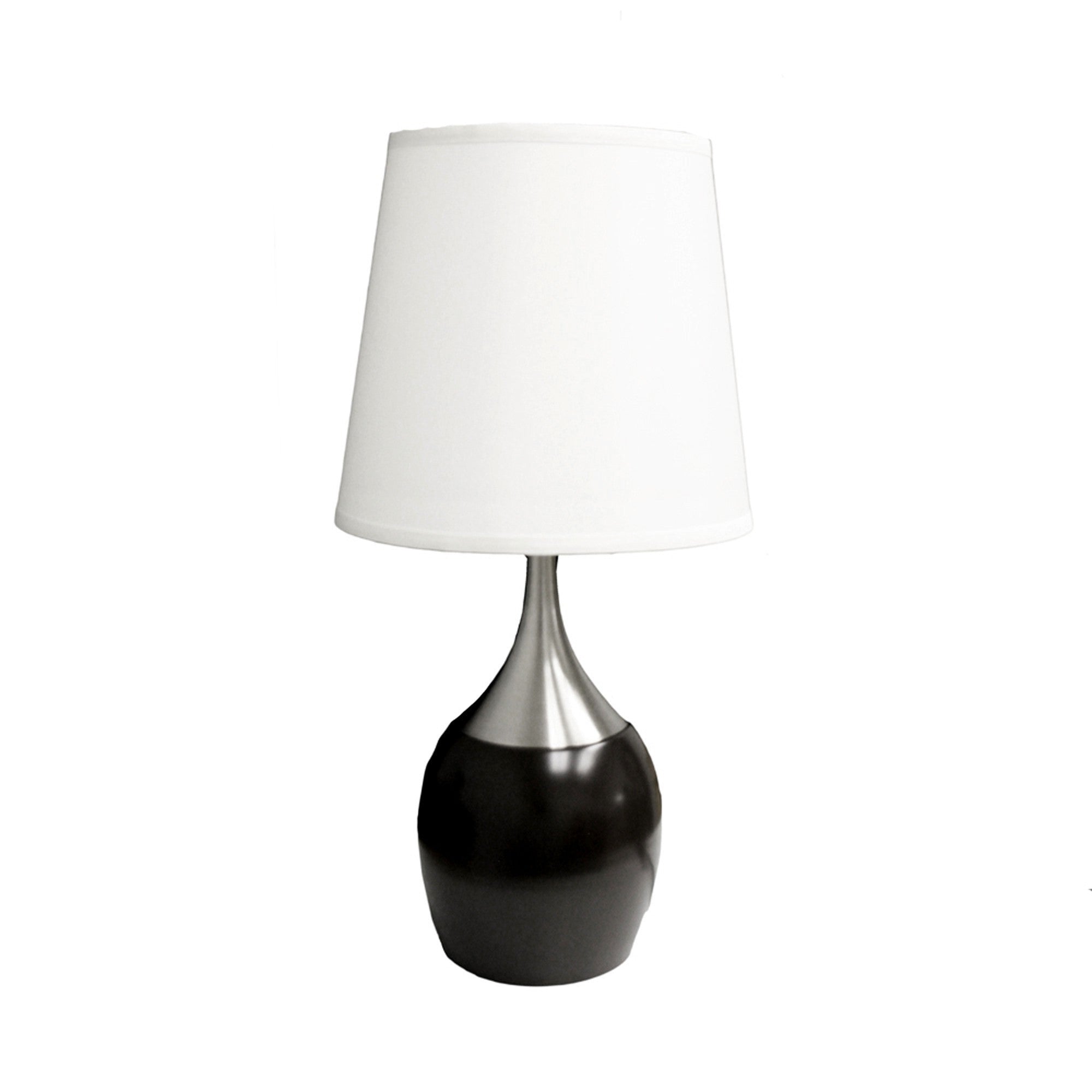 25" Black and Silver Gourd Table Lamp With White Tapered Drum Shade - Homeroots - Flyclothing LLC