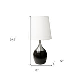25" Black and Silver Gourd Table Lamp With White Tapered Drum Shade - Homeroots - Flyclothing LLC