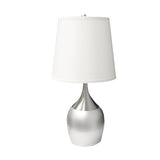 25" Silver Metal Gourd Table Lamp With White Tapered Drum Shade - Homeroots - Flyclothing LLC