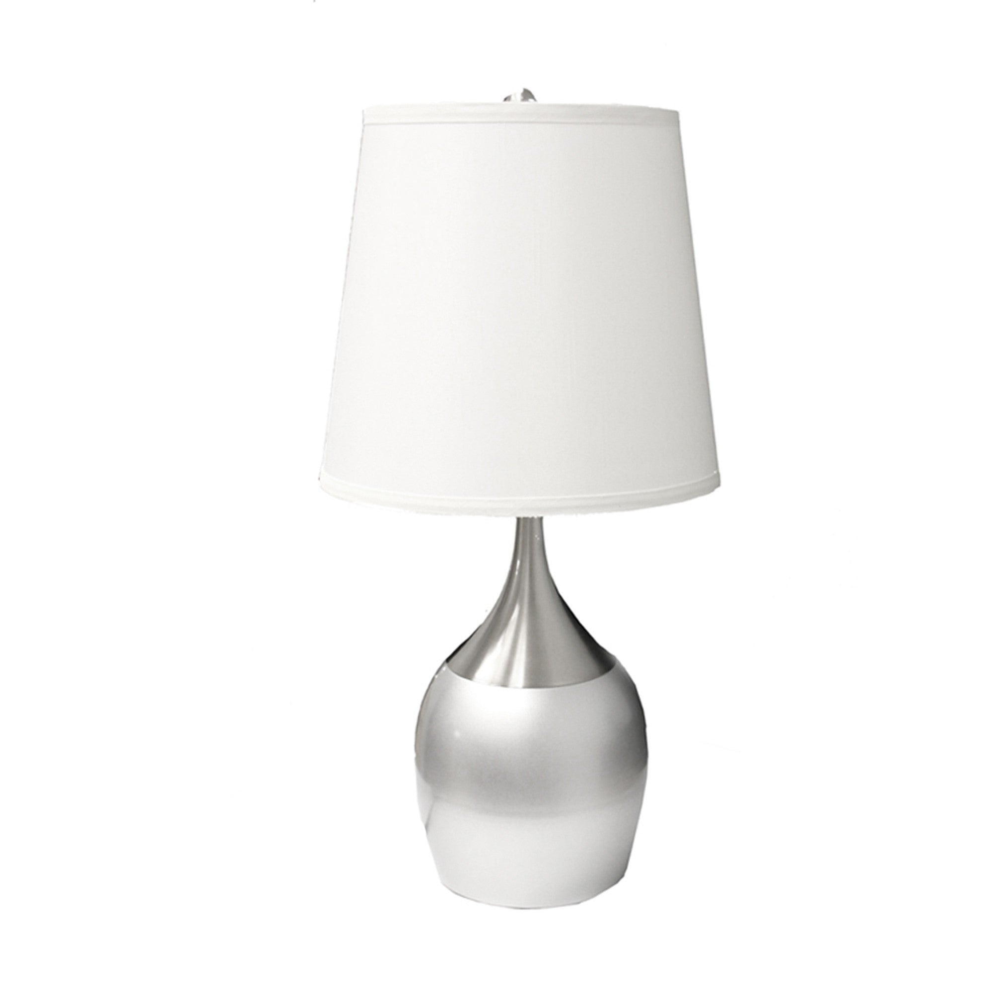 25" Silver Metal Gourd Table Lamp With White Tapered Drum Shade - Homeroots - Flyclothing LLC