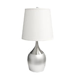 25" Silver Metal Gourd Table Lamp With White Tapered Drum Shade - Homeroots - Flyclothing LLC