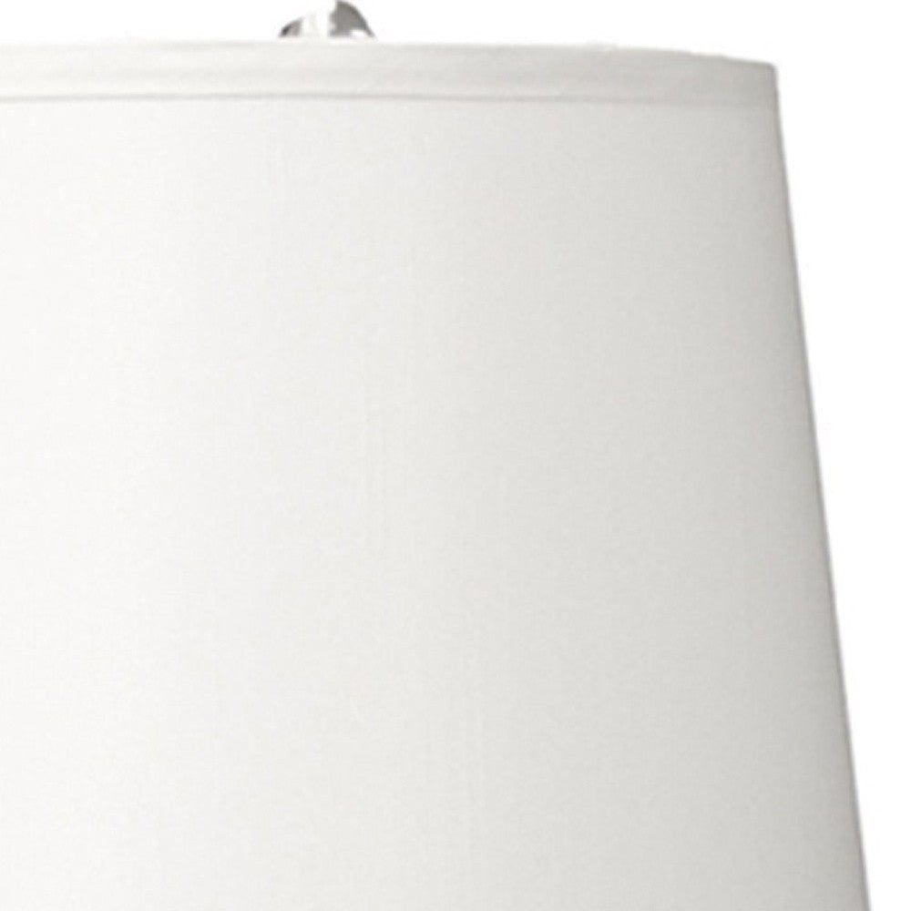 25" Silver Metal Gourd Table Lamp With White Tapered Drum Shade - Homeroots - Flyclothing LLC