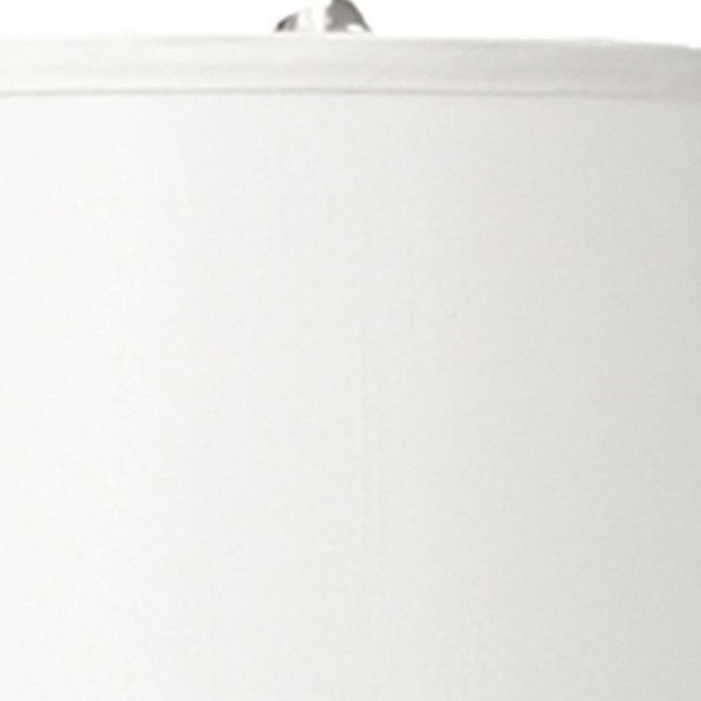 25" Silver Metal Gourd Table Lamp With White Tapered Drum Shade - Homeroots - Flyclothing LLC