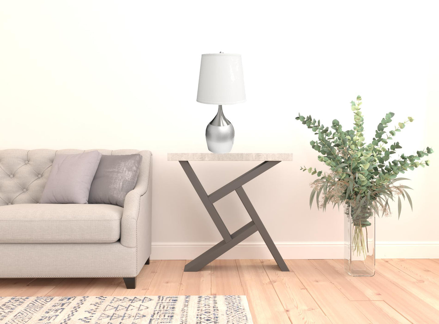 25" Silver Metal Gourd Table Lamp With White Tapered Drum Shade - Homeroots - Flyclothing LLC