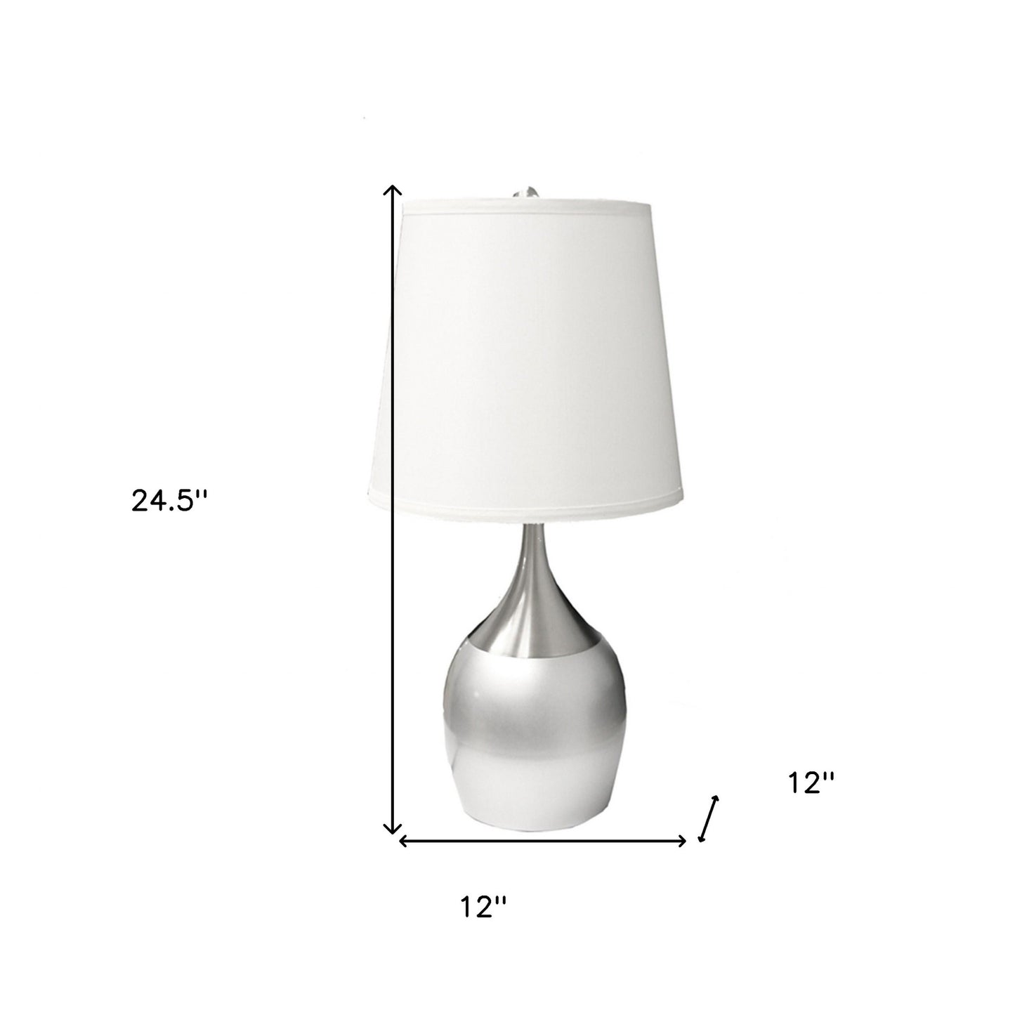 25" Silver Metal Gourd Table Lamp With White Tapered Drum Shade - Homeroots - Flyclothing LLC