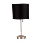16" Silver Metal Candlestick Table Lamp With Black Classic Drum Shade - Homeroots - Flyclothing LLC