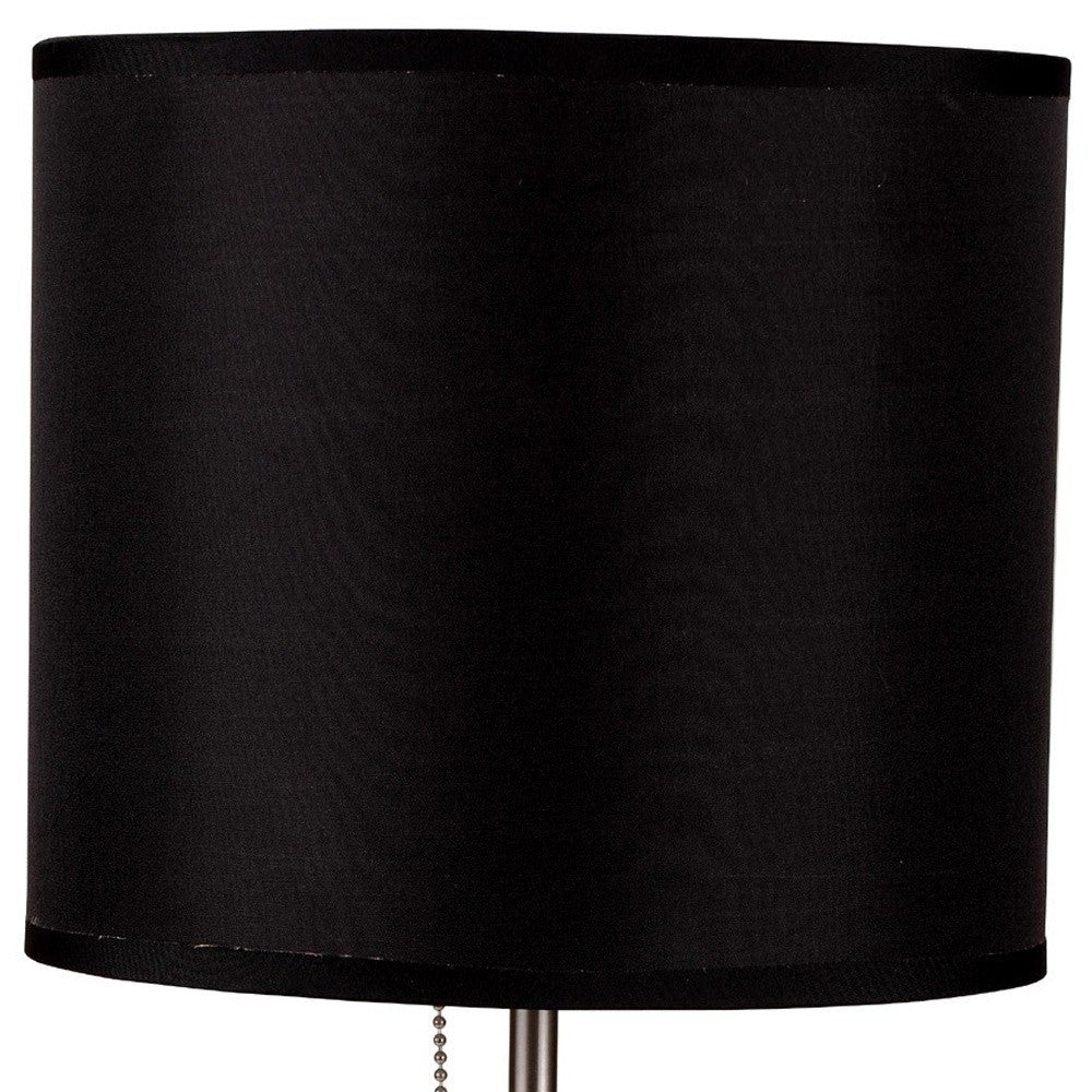 16" Silver Metal Candlestick Table Lamp With Black Classic Drum Shade - Homeroots - Flyclothing LLC