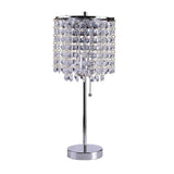 20" Silver Metal Bedside Table Lamp With Clear Drum Shade - Homeroots