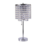 20" Silver Metal Bedside Table Lamp With Clear Drum Shade - Homeroots