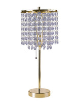 20" Gold Metal Bedside Table Lamp With Clear Drum Shade - Homeroots - Flyclothing LLC