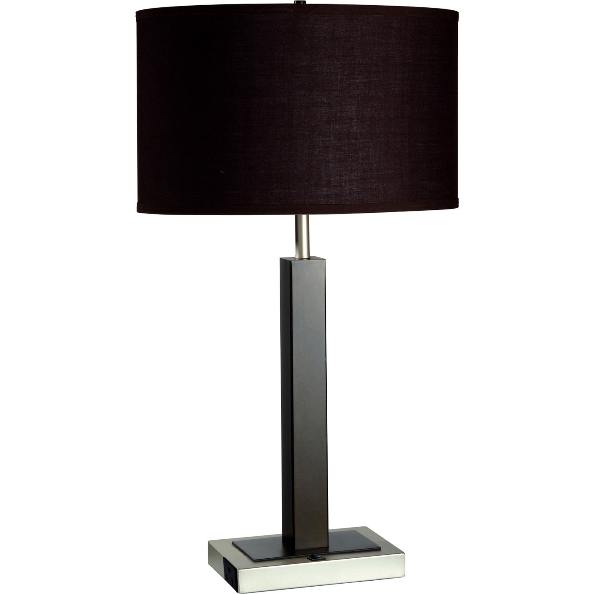 30" Black Polyresin Table Lamp With Brown Classic Drum Shade - Homeroots - Flyclothing LLC