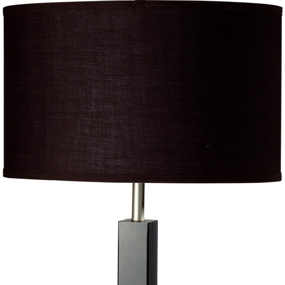 30" Black Polyresin Table Lamp With Brown Classic Drum Shade - Homeroots - Flyclothing LLC