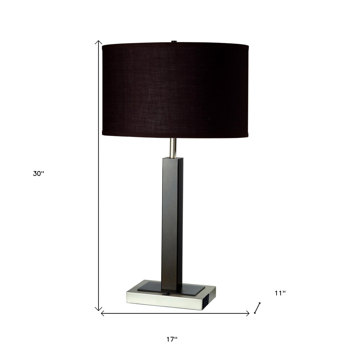 30" Black Polyresin Table Lamp With Brown Classic Drum Shade - Homeroots - Flyclothing LLC
