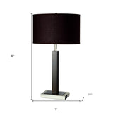 30" Black Polyresin Table Lamp With Brown Classic Drum Shade - Homeroots - Flyclothing LLC