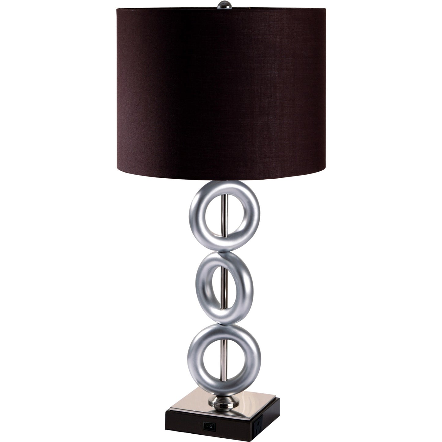 29" Silver Ceramic Geometric Table Lamp With Brown Classic Drum Shade - Homeroots - Flyclothing LLC
