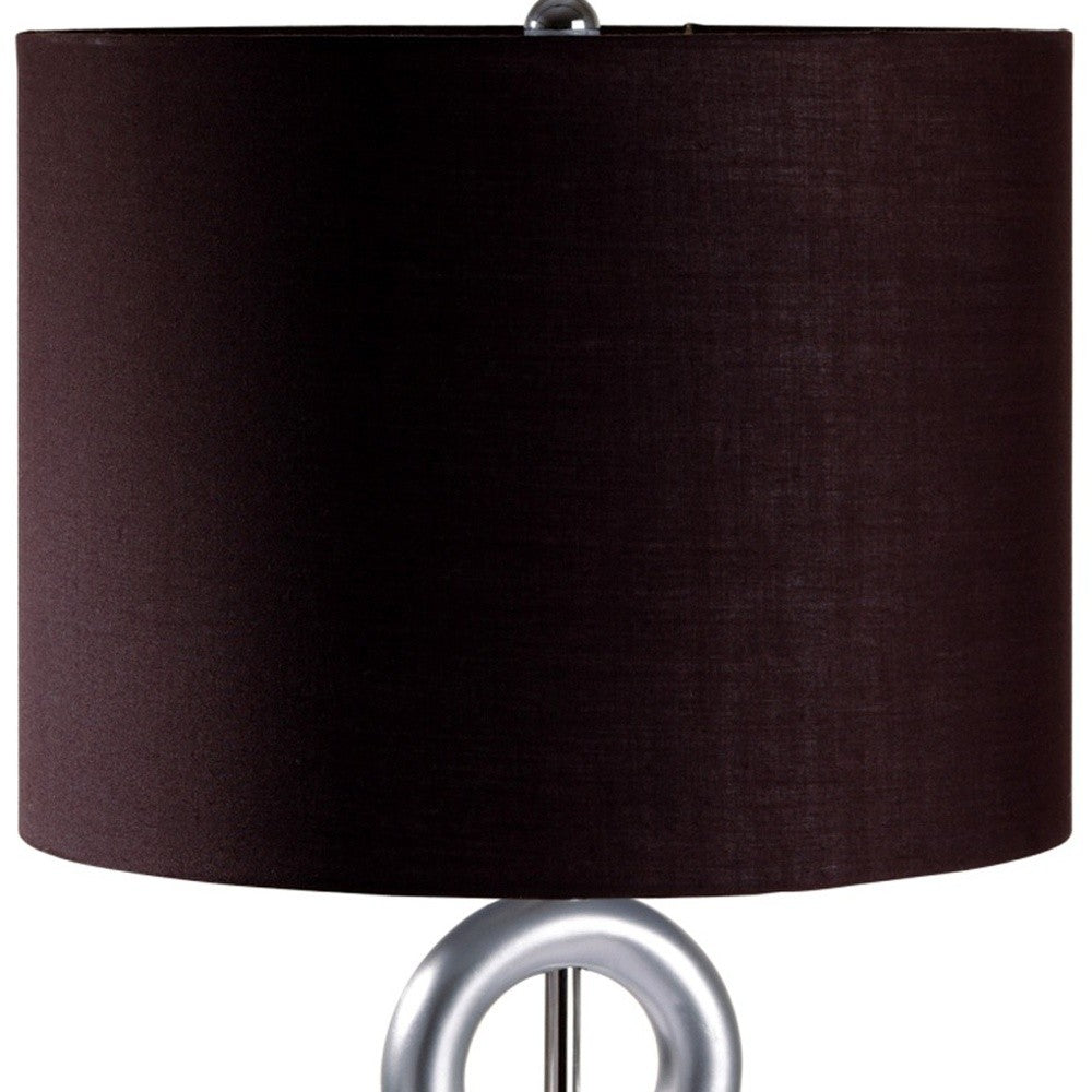 29" Silver Ceramic Geometric Table Lamp With Brown Classic Drum Shade - Homeroots - Flyclothing LLC