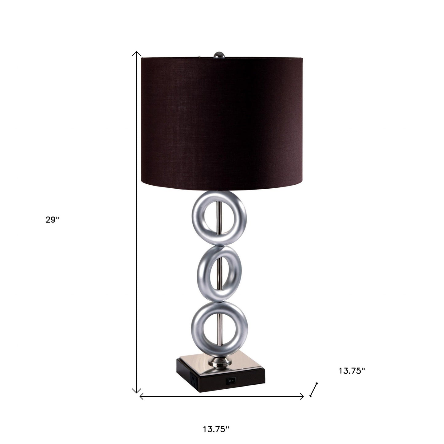 29" Silver Ceramic Geometric Table Lamp With Brown Classic Drum Shade - Homeroots - Flyclothing LLC