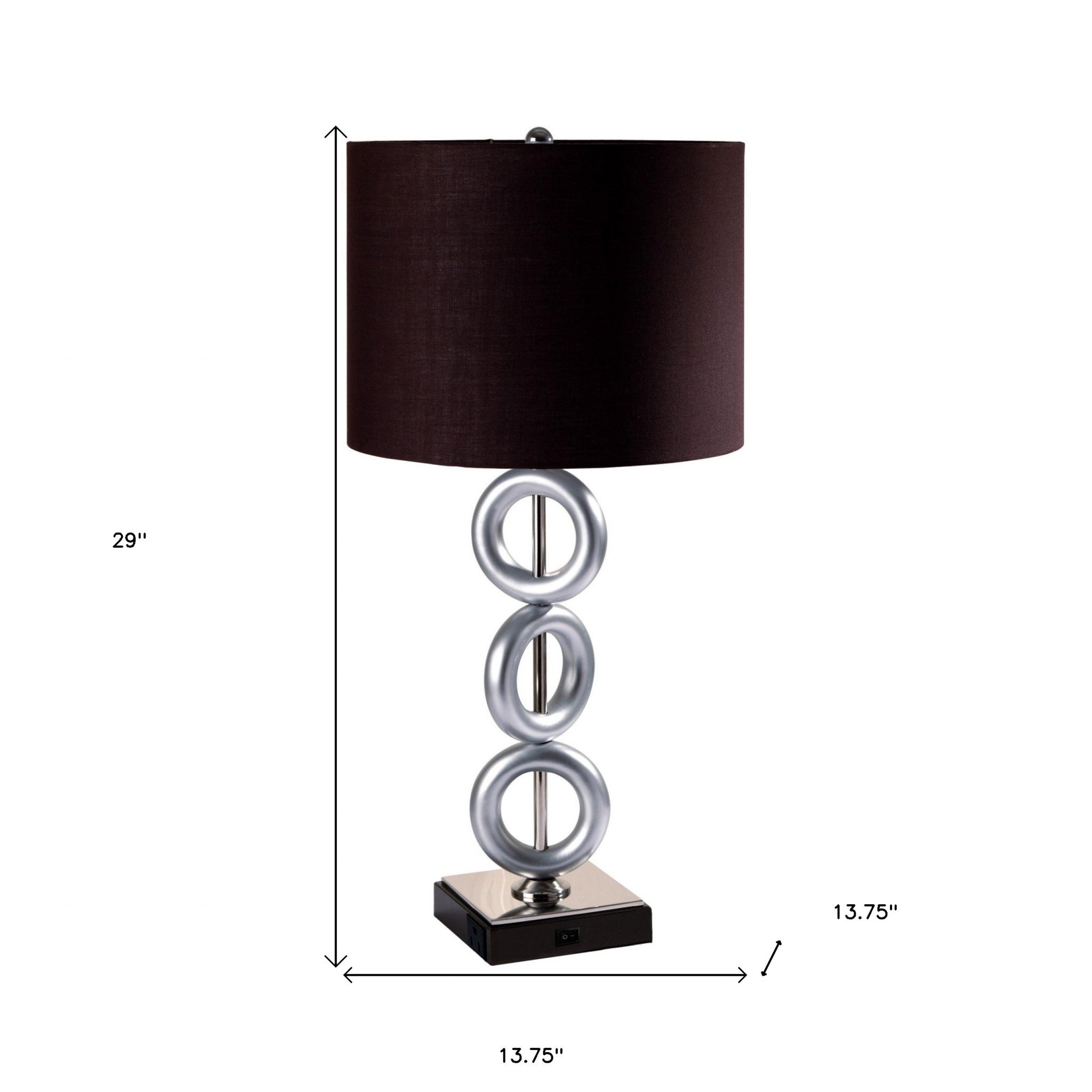 29" Silver Ceramic Geometric Table Lamp With Brown Classic Drum Shade - Homeroots - Flyclothing LLC
