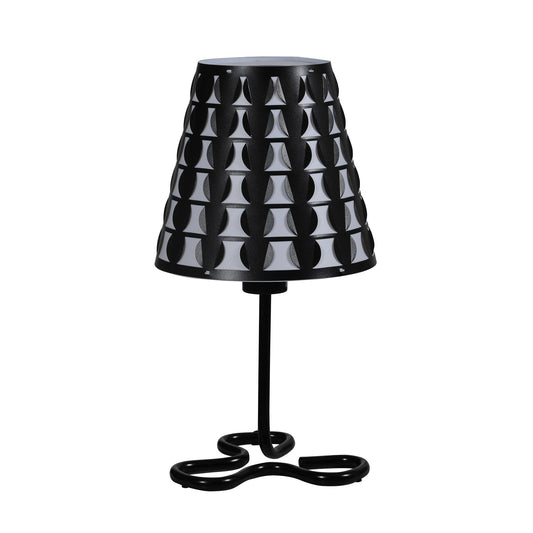 16" Black Bedside Table Lamp With Black Polka Dots Empire Shade - Homeroots