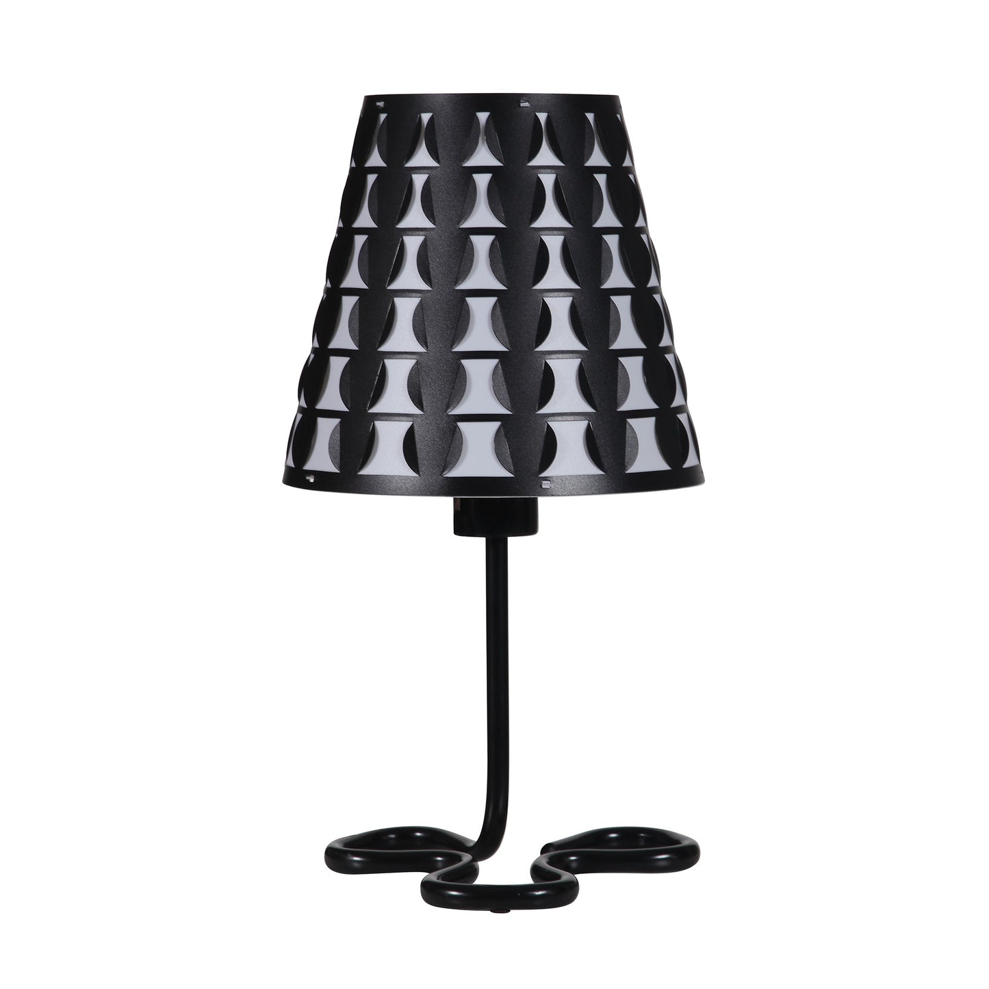 16" Black Bedside Table Lamp With Black Polka Dots Empire Shade - Homeroots - Flyclothing LLC