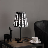 16" Black Bedside Table Lamp With Black Polka Dots Empire Shade - Homeroots - Flyclothing LLC