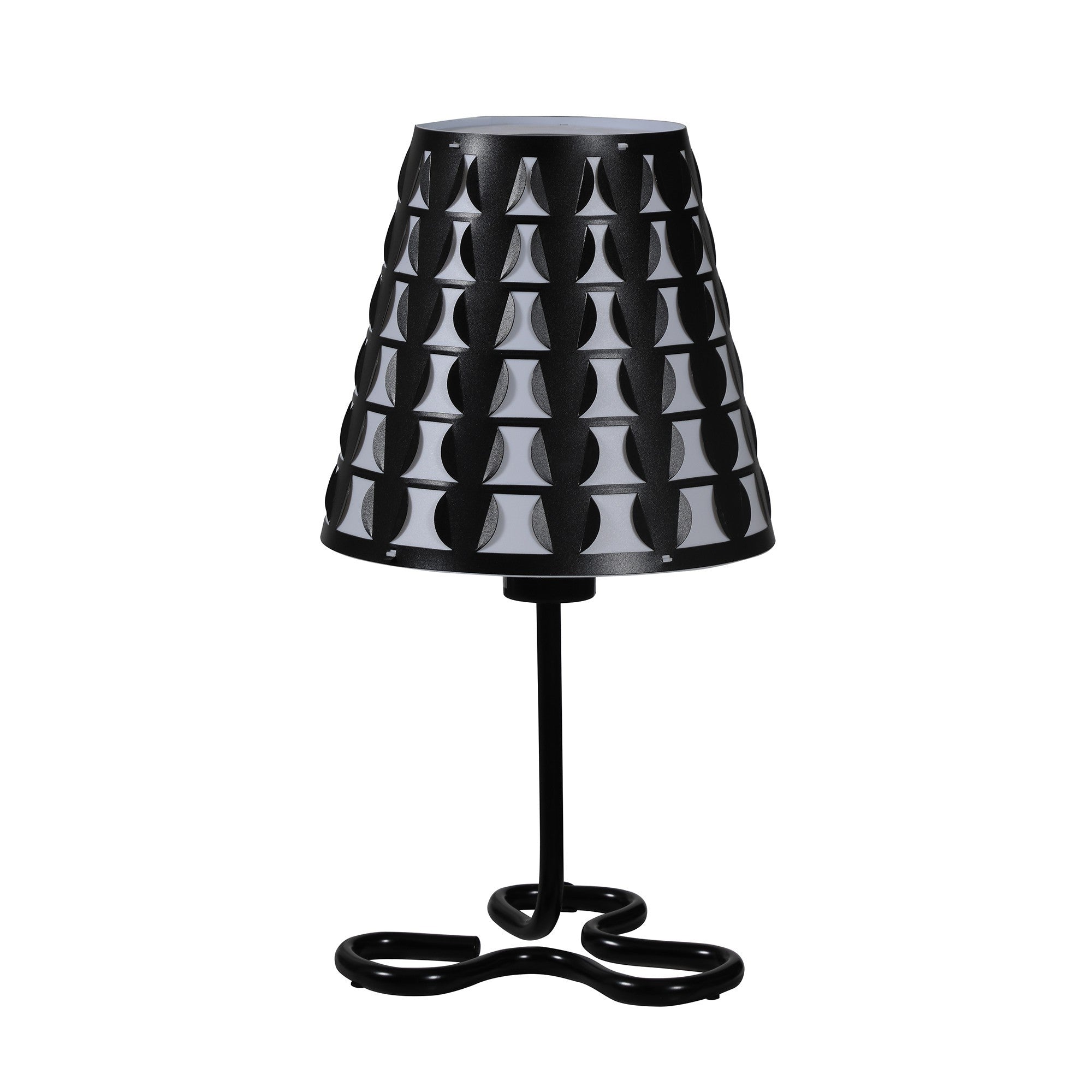 16" Black Bedside Table Lamp With Black Polka Dots Empire Shade - Homeroots - Flyclothing LLC