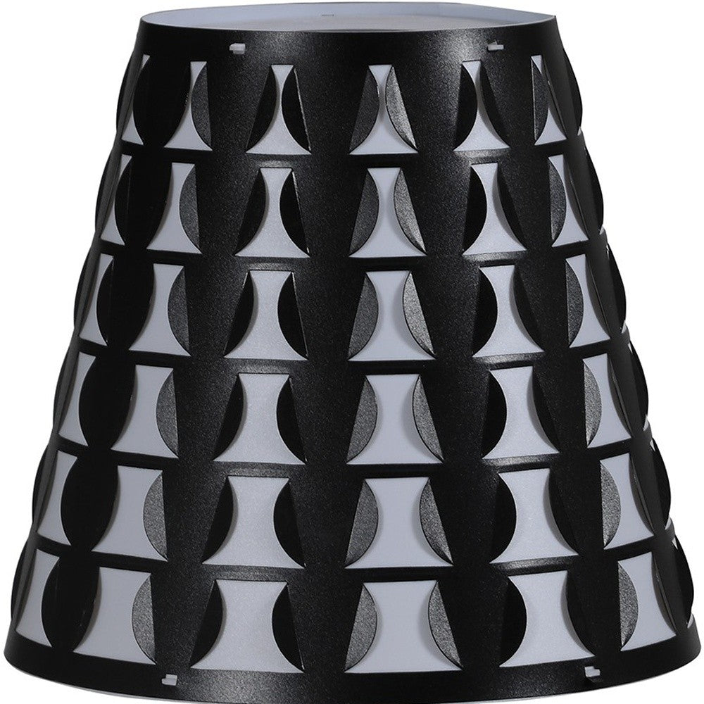 16" Black Bedside Table Lamp With Black Polka Dots Empire Shade - Homeroots