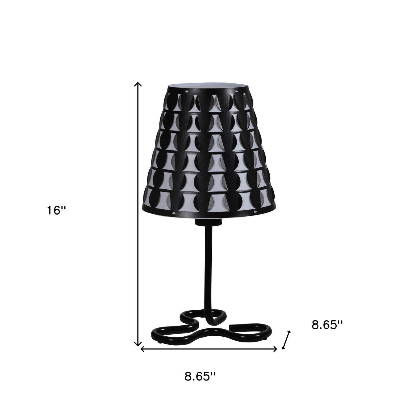 16" Black Bedside Table Lamp With Black Polka Dots Empire Shade - Homeroots - Flyclothing LLC