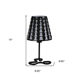 16" Black Bedside Table Lamp With Black Polka Dots Empire Shade - Homeroots