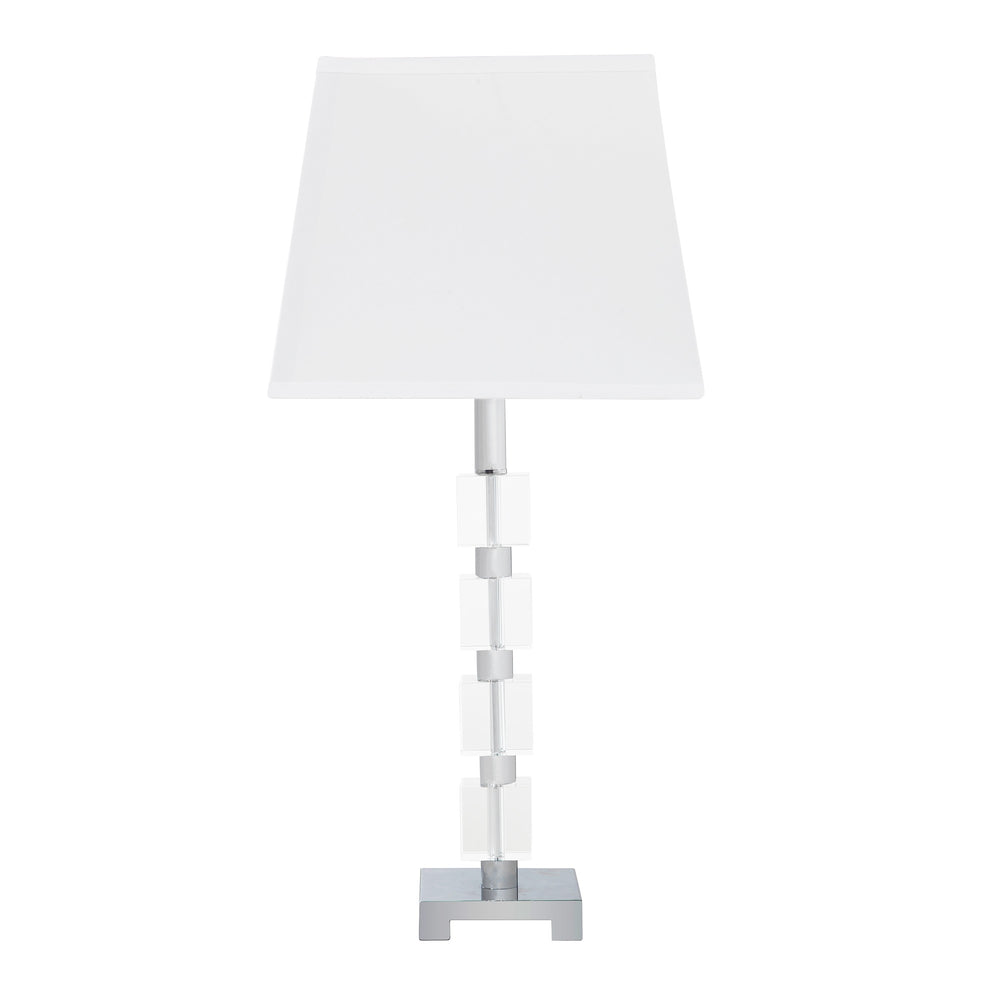 25" Crystal Geo Cubed Table Lamp With White Sharp Corner Square Tapered Shade - Homeroots - Flyclothing LLC