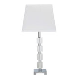 25" Crystal Geo Cubed Table Lamp With White Sharp Corner Square Tapered Shade - Homeroots - Flyclothing LLC