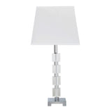 25" Crystal Geo Cubed Table Lamp With White Sharp Corner Square Tapered Shade - Homeroots